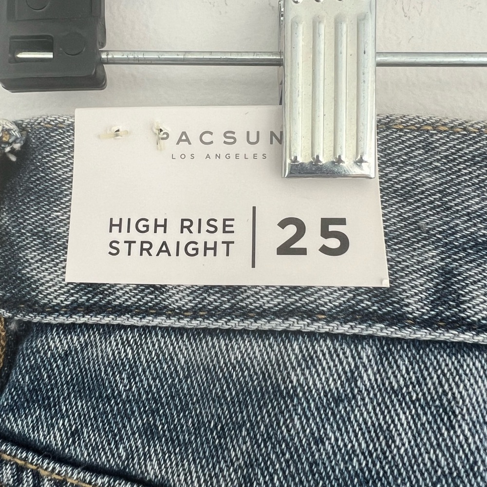 NWT 25 PacSun High Rise Straight Jeans - Distressed - Picture 7 of 9